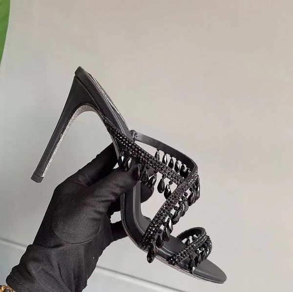 rene caovilla crystal chandelier embellished strap slippers mules shoes rhinestone spool heel women's heels luxury designers heeled san, Black
rene caovilla crystal chandelier embellished strap slippers mules shoes rhinestone spool heel women's heels luxury designers heeled san, Black