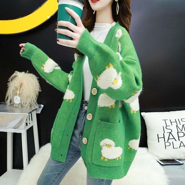 sweaters for women loose outer wear thick autumn and winter korean version of the lazy style cartoon lamb cardigan, White;black
sweaters for women loose outer wear thick autumn and winter korean version of the lazy style cartoon lamb cardigan, White;black