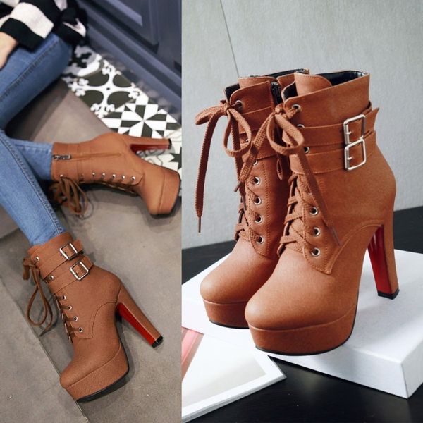 fashion classic femane platform shoes women thin heels womenankle boots lace-up round toe high heel boots for women for girls party shoes, Black
fashion classic femane platform shoes women thin heels womenankle boots lace-up round toe high heel boots for women for girls party shoes, Black