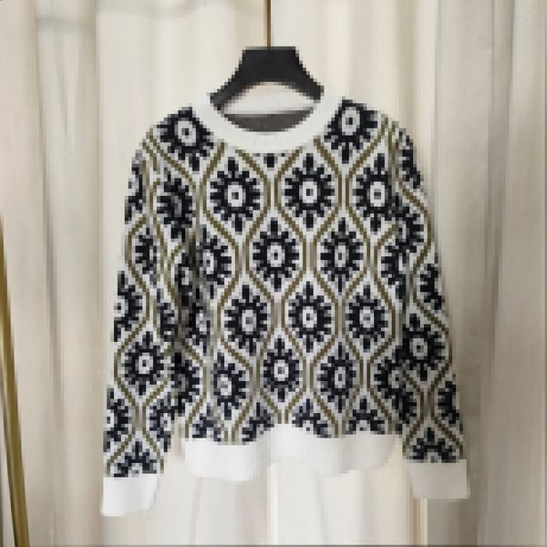 2023 white floral print women's pullover brand same style women's sweaters dh073, White;black