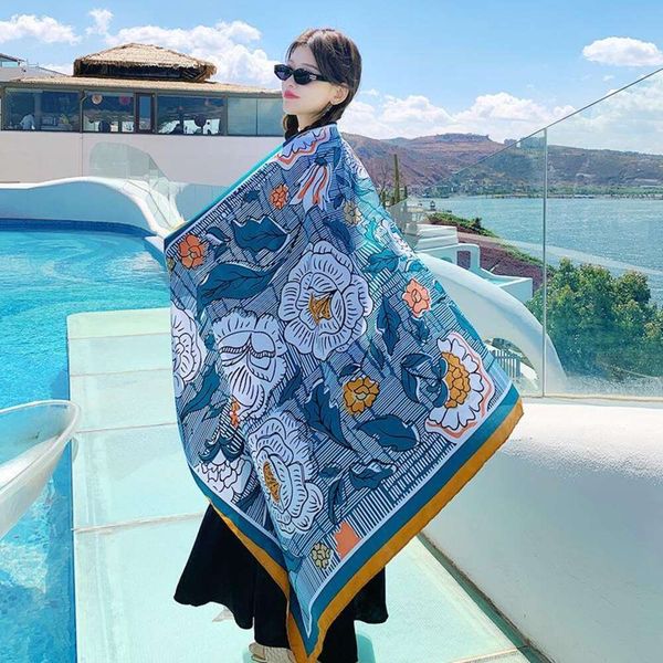 fashioning floral print comfortable breathable scarf sunblock beach towel holiday travel shawl, Blue;gray
fashioning floral print comfortable breathable scarf sunblock beach towel holiday travel shawl, Blue;gray