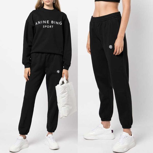 23 women's designer sweatpants anines bing classic print black inner fleece sport pants straight leg rubber band pants, Black;white
23 women's designer sweatpants anines bing classic print black inner fleece sport pants straight leg rubber band pants, Black;white
