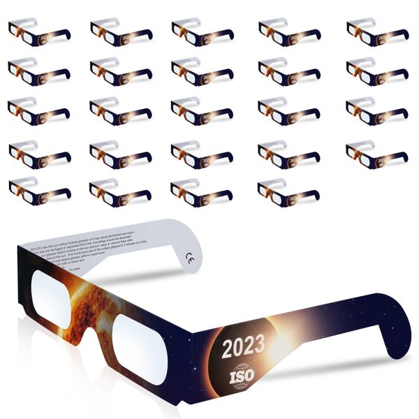 25 pcs solar eclipse glasses by nasa approved factory ce and iso certified for optical quality providing safe sun viewing during solar eclip, White;black
25 pcs solar eclipse glasses by nasa approved factory ce and iso certified for optical quality providing safe sun viewing during solar eclip, White;black