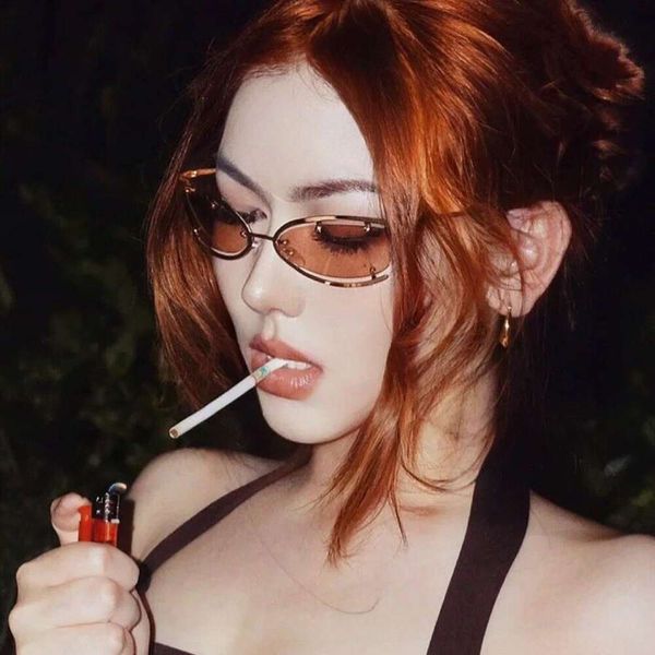 frameless hollow oval sunglasses futuristic style millennium babe ins trend, White;black
frameless hollow oval sunglasses futuristic style millennium babe ins trend, White;black