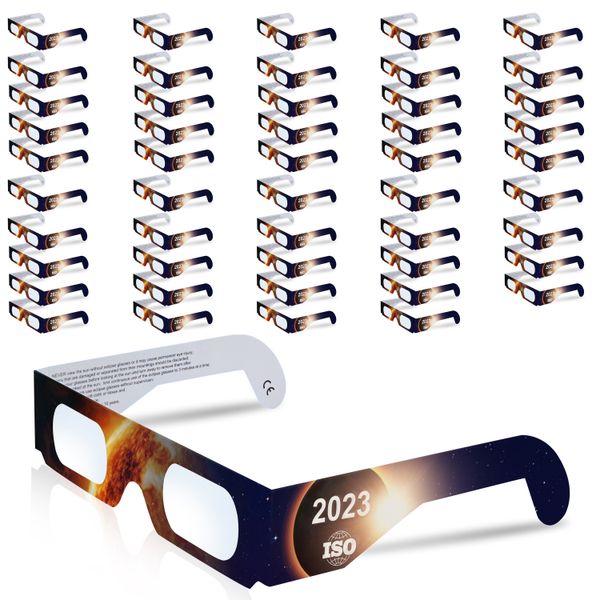 50 pcs solar eclipse glasses by nasa approved factory ce and iso certified for optical quality providing safe sun viewing during solar eclip, White;black
50 pcs solar eclipse glasses by nasa approved factory ce and iso certified for optical quality providing safe sun viewing during solar eclip, White;black