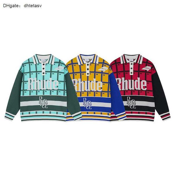 23s fashion brand rhude letter jacquard plaid polo collar knitted sweater for men and women long sleeve polo sweater, White;black
23s fashion brand rhude letter jacquard plaid polo collar knitted sweater for men and women long sleeve polo sweater, White;black