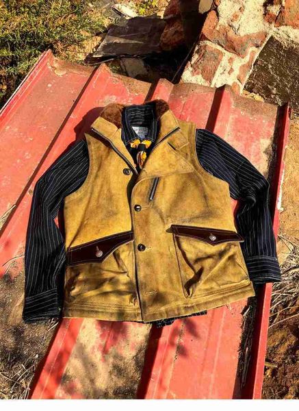 men's vests summer oil wax canvas splicing cowhide motorcycle vest high street tide zippers avant-garde casual waistcoat 21z1467, Black;white
men's vests summer oil wax canvas splicing cowhide motorcycle vest high street tide zippers avant-garde casual waistcoat 21z1467, Black;white