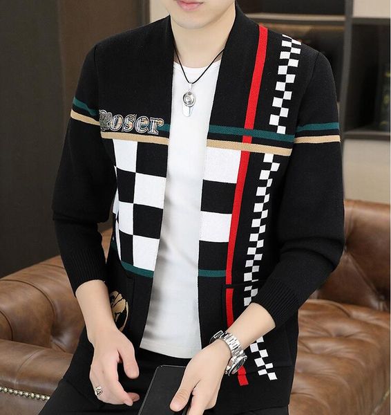 men sweaters brand designer letter pattern cardigan sweater coat wool blended knitwear ladies knitted v-neck long sleeve jacket, White;black
men sweaters brand designer letter pattern cardigan sweater coat wool blended knitwear ladies knitted v-neck long sleeve jacket, White;black