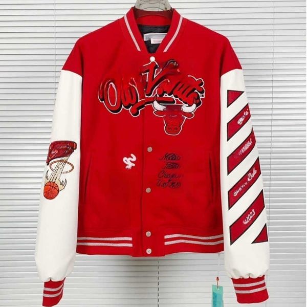 fall/winter off brand white jacket 2023 fashion new hand-embroidered wool bomber baseball men's and women's coats, Black;brown
fall/winter off brand white jacket 2023 fashion new hand-embroidered wool bomber baseball men's and women's coats, Black;brown