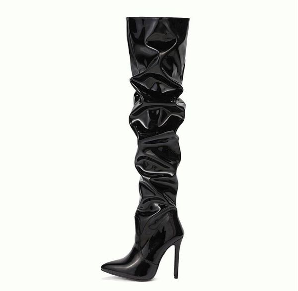 stretch over-the-knee boots women fashion pointed toe black side zipper thin high heels female shiny pleated high heel botas for girls party
stretch over-the-knee boots women fashion pointed toe black side zipper thin high heels female shiny pleated high heel botas for girls party