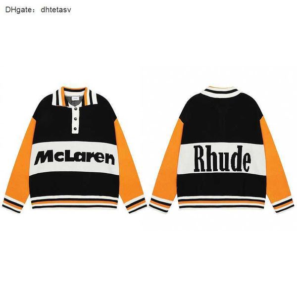 co branded rhude knitted shirt with lapel pullover for autumn and winter men's patchwork color contrast letter jacquard trend sweater i, White;black
co branded rhude knitted shirt with lapel pullover for autumn and winter men's patchwork color contrast letter jacquard trend sweater i, White;black