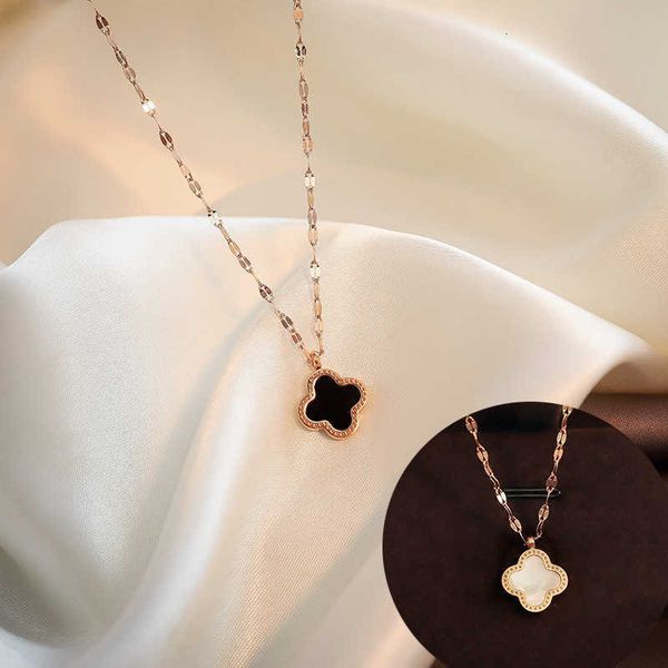designer four-leaf clover necklace luxury simple and versatile 18k rose gold titanium steel necklace female clavicle neck chain van clee acc, Silver
designer four-leaf clover necklace luxury simple and versatile 18k rose gold titanium steel necklace female clavicle neck chain van clee acc, Silver