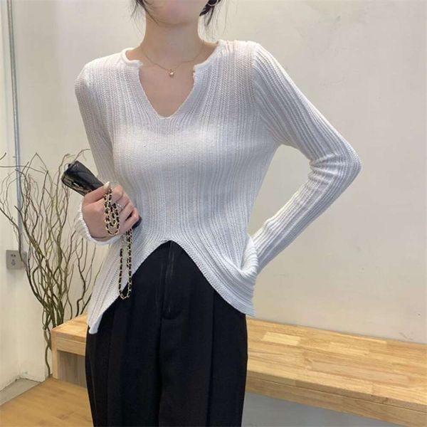 spring and womens sweaters summer milk coffee french lazy soft v neck loose split sweater fashion, White;black
spring and womens sweaters summer milk coffee french lazy soft v neck loose split sweater fashion, White;black