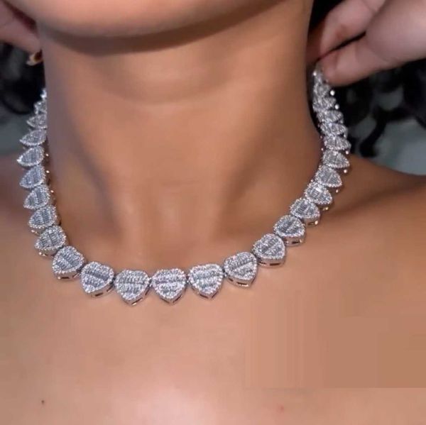luxury rock punk hip hop women jewelry micro pave 5a cz iced out bling heart cluster tennis necklace, Silver
luxury rock punk hip hop women jewelry micro pave 5a cz iced out bling heart cluster tennis necklace, Silver
