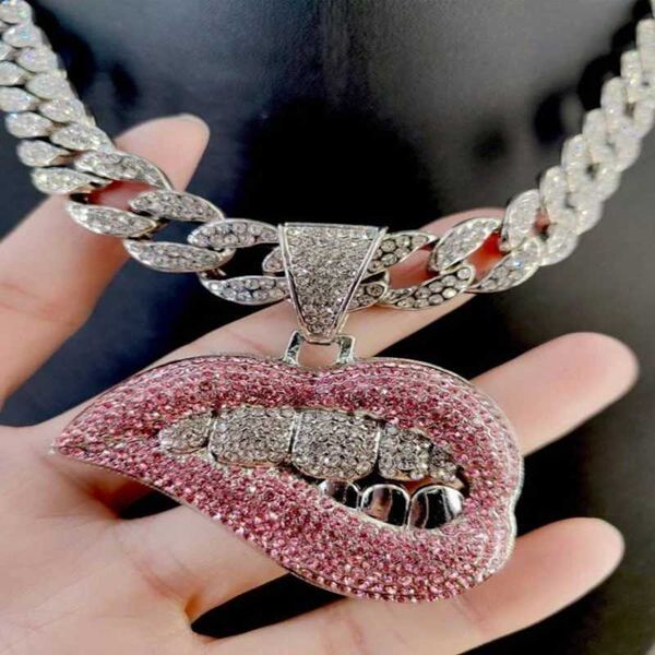 european hiphop iced out cubic zirconia rhintone mouth bling pink balm lip pendant necklace for women rapper, Silver
european hiphop iced out cubic zirconia rhintone mouth bling pink balm lip pendant necklace for women rapper, Silver
