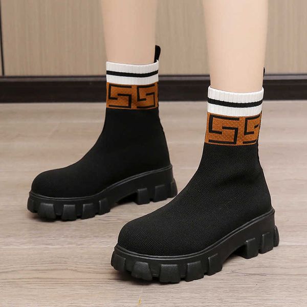 women women's large woolen boots autumn and winter new elastic thick heel fly woven color matching martin 230830, Black
women women's large woolen boots autumn and winter new elastic thick heel fly woven color matching martin 230830, Black