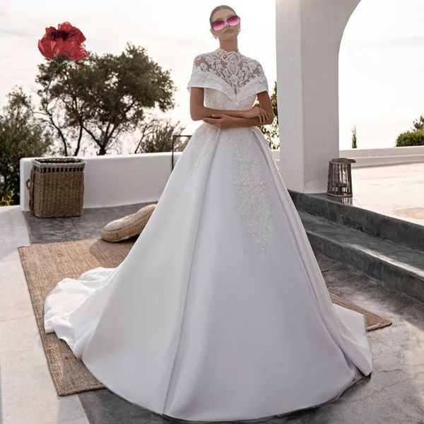 vinatge high neck a line wedding dresses short sleeve 2024 long satin bridal dress two pieces sweep train custom made african bride formal w, White
vinatge high neck a line wedding dresses short sleeve 2024 long satin bridal dress two pieces sweep train custom made african bride formal w, White