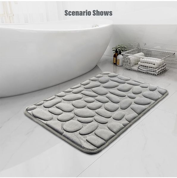 

YUEXUAN Memory Foam Bath Mats Cobblestone Bathroom Rugs Water Absorbent Bath Mats for Bathroom Non Slip Soft Stone Machine Washable Bath Rugs 10 Colors, 50CMx80CM