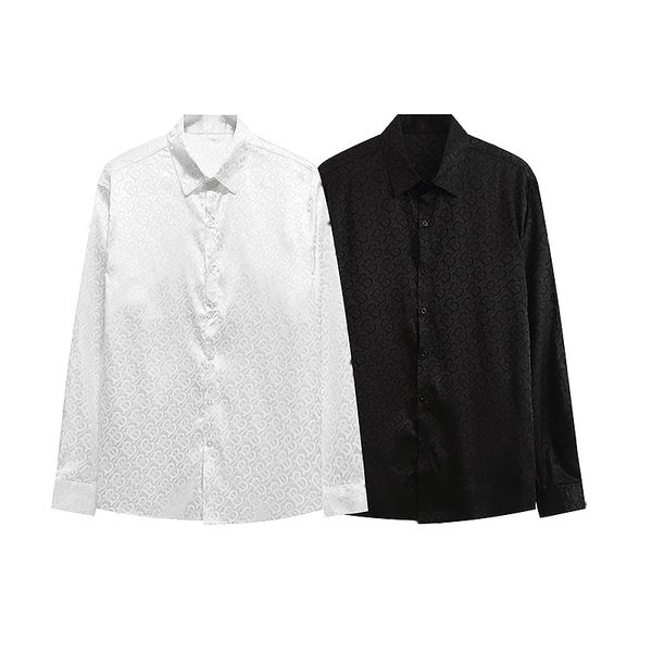 2023 designer men's long sleeve shirt trendy brand yarn weaving jacquard ice silk non ironing spring/summer business casual thin shirt, White;black
2023 designer men's long sleeve shirt trendy brand yarn weaving jacquard ice silk non ironing spring/summer business casual thin shirt, White;black