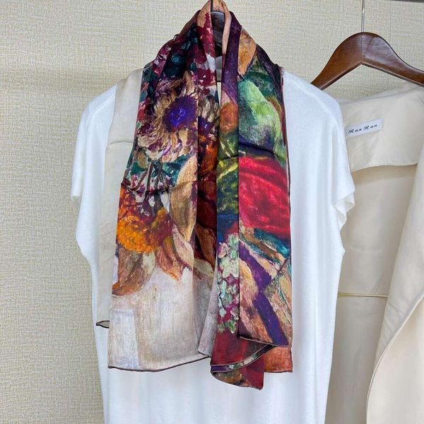 vase village oil painting mulberry silk scarf spring and autumn summer sunscreen shawl womens, Blue;gray
vase village oil painting mulberry silk scarf spring and autumn summer sunscreen shawl womens, Blue;gray