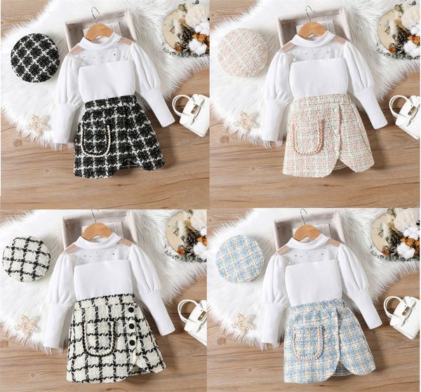 fashion girls dress design style plaids pocket skirts mesh puff long sleeve with hats spring autumn child clothing birthday gifts 3 piece s, White
fashion girls dress design style plaids pocket skirts mesh puff long sleeve with hats spring autumn child clothing birthday gifts 3 piece s, White