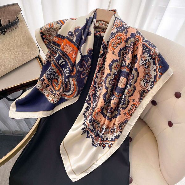 imitation silk scarf womens spring and autumn style fashionable shirt mothers, Blue;gray
imitation silk scarf womens spring and autumn style fashionable shirt mothers, Blue;gray