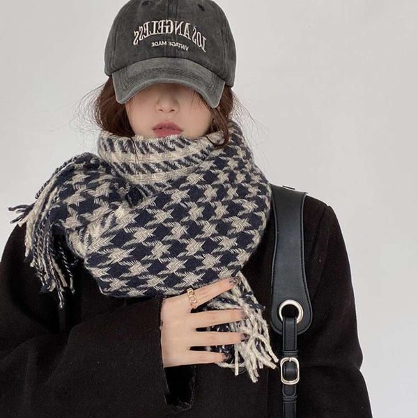 double sided houndstooth tasseled scarf womens winter high grade sense korean version of a thick student shawl warm, Blue;gray
double sided houndstooth tasseled scarf womens winter high grade sense korean version of a thick student shawl warm, Blue;gray