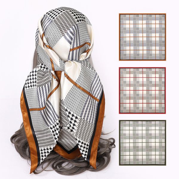 r woman silk scarf fashion headband check printing scarves brand small scarf variable headscarf accessories activity gift 90x90cm, Blue;gray
r woman silk scarf fashion headband check printing scarves brand small scarf variable headscarf accessories activity gift 90x90cm, Blue;gray