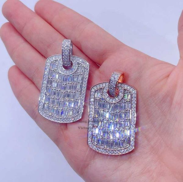14k rose gold plated sterling sier hip hop men emerald cut vvs moissanite diamond dog tag pendant, Silver
14k rose gold plated sterling sier hip hop men emerald cut vvs moissanite diamond dog tag pendant, Silver