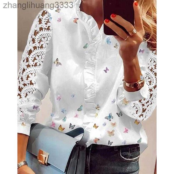 women blouses long sleeve shirts women elegant fashion trim casual lace blouse butterfly print autumn spring clothing, Black
women blouses long sleeve shirts women elegant fashion trim casual lace blouse butterfly print autumn spring clothing, Black