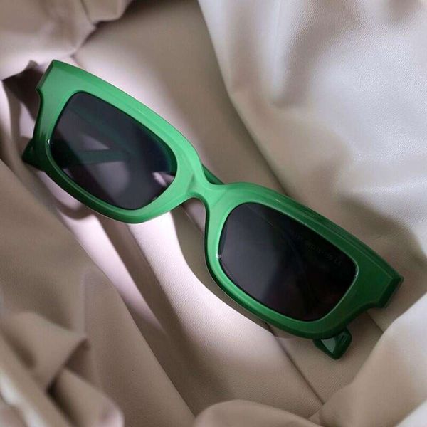 green simple square sunglasses concave style for women, White;black
green simple square sunglasses concave style for women, White;black