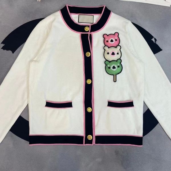 designer fashion knitted women's coat embroidery crochet round neck cartoon solid color long sleeve pullover top, White;black
designer fashion knitted women's coat embroidery crochet round neck cartoon solid color long sleeve pullover top, White;black
