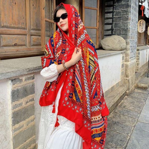 yunnan dali ethnic style travel shawl scarf female summer cotton red sunblock gauze towel beach, Blue;gray
yunnan dali ethnic style travel shawl scarf female summer cotton red sunblock gauze towel beach, Blue;gray
