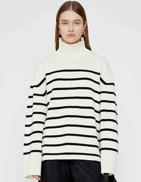 23ss anines bings fashion designer sweater coats classic loose striped high neck pullover 100% knitted cashmere women casual hoodie sweater, White
23ss anines bings fashion designer sweater coats classic loose striped high neck pullover 100% knitted cashmere women casual hoodie sweater, White