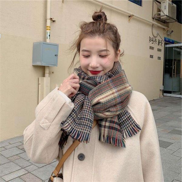 double faced plaid scarf for women winter japanese fashion long wool shawl and, Blue;gray
double faced plaid scarf for women winter japanese fashion long wool shawl and, Blue;gray