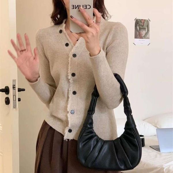 early spring korean style lazy womens sweaters tassels edge v neck gray small base sweater simple cardigan for, White;black
early spring korean style lazy womens sweaters tassels edge v neck gray small base sweater simple cardigan for, White;black