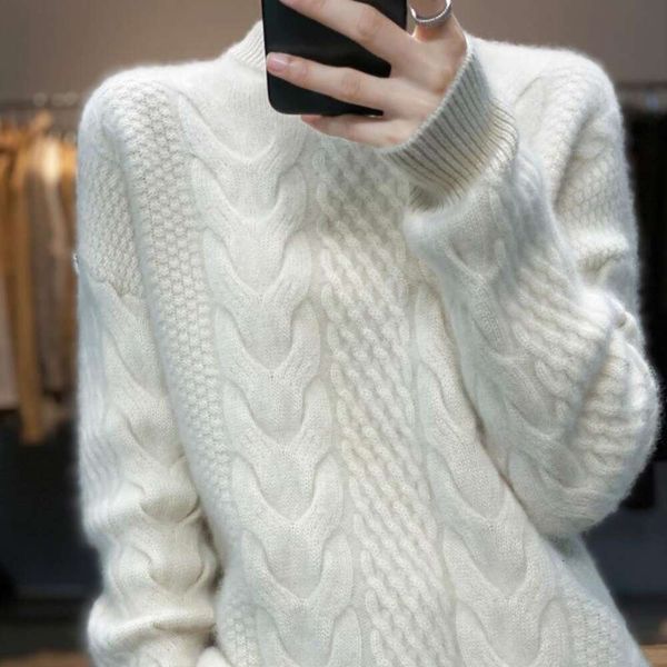 heavy thickened high collared pure cashmere sweater womens vintage twist loose large cardigan foundation, White;black
heavy thickened high collared pure cashmere sweater womens vintage twist loose large cardigan foundation, White;black