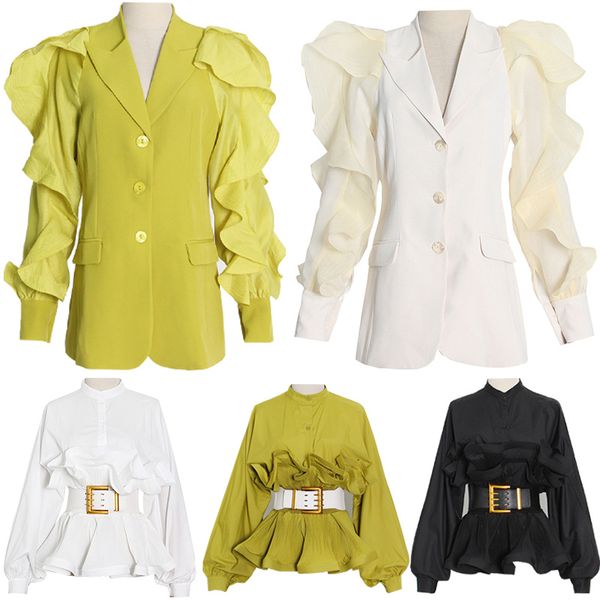 designer womens blouses shirts spring summer jackets thin outfit floral shape design with big belt blazer body suit holiday clothes, White;black
designer womens blouses shirts spring summer jackets thin outfit floral shape design with big belt blazer body suit holiday clothes, White;black