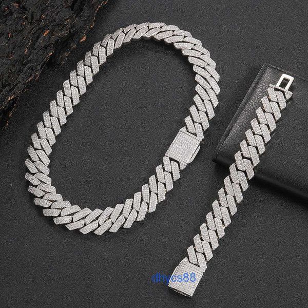 20mm cuban chain men's bracelet 18k gold plated flip buckle with three rows of zircon hip-hop necklace, Silver
20mm cuban chain men's bracelet 18k gold plated flip buckle with three rows of zircon hip-hop necklace, Silver