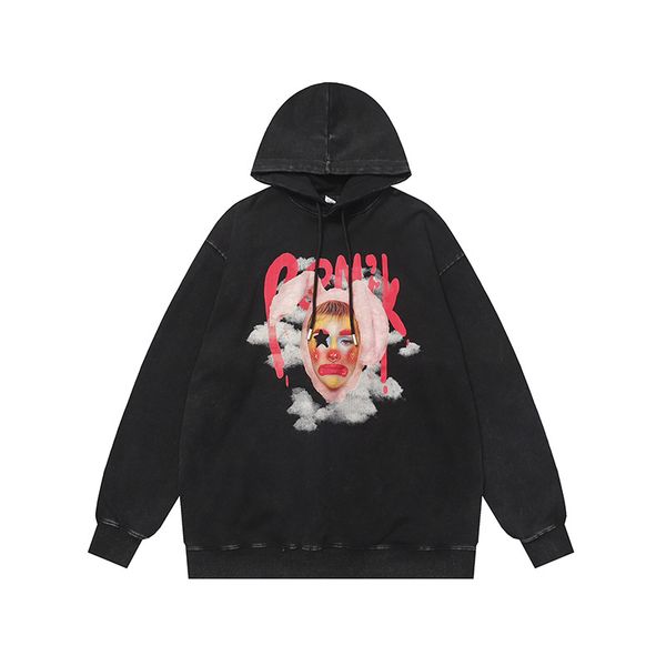 2023 autumn/winter new american retro clown hooded sweater street hip hop loose couple long sleeve trendy men, Black
2023 autumn/winter new american retro clown hooded sweater street hip hop loose couple long sleeve trendy men, Black