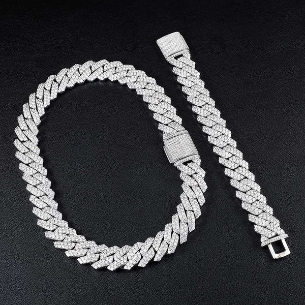 19mm hip hop cz copper prong 2 cow zircon white gold plated of diamond chain iced out cuban link chain necklace jewelry, Silver
19mm hip hop cz copper prong 2 cow zircon white gold plated of diamond chain iced out cuban link chain necklace jewelry, Silver