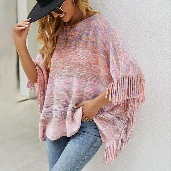 drizzle autumn and winter style shawl cloak sweater striped tassel hem coat for women, White;black
drizzle autumn and winter style shawl cloak sweater striped tassel hem coat for women, White;black