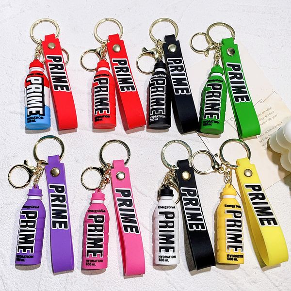 

3D PVC Prime Drink Bottle Key Chain Ring Croc Charms Popular Soft PVC Decorations for Party Birthday Favors Gifts Assorted