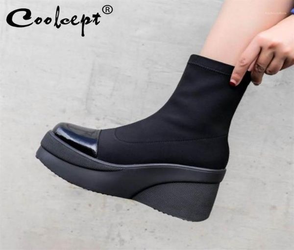 boots coolcept women wedges ankle winter genuine leather knitted sock shoes ins fashion black platform size 34391250n8136570
boots coolcept women wedges ankle winter genuine leather knitted sock shoes ins fashion black platform size 34391250n8136570