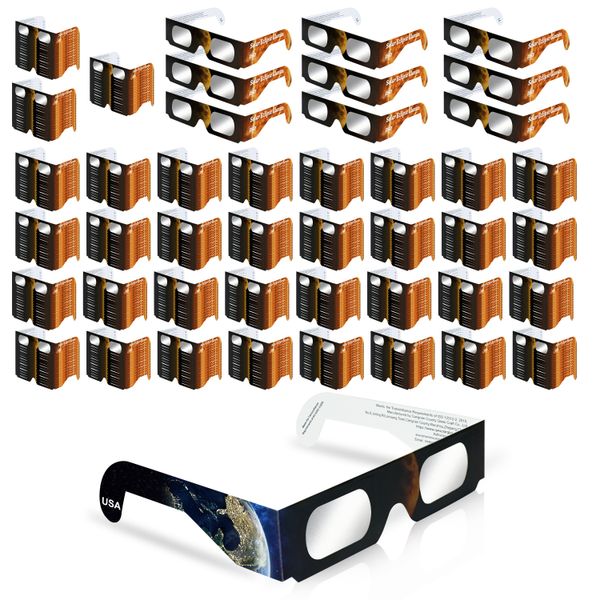 500 pack solar eclipse glasses made by aas approved factory,ce and iso certified eclipse shade for direct sun viewing, White;black
500 pack solar eclipse glasses made by aas approved factory,ce and iso certified eclipse shade for direct sun viewing, White;black