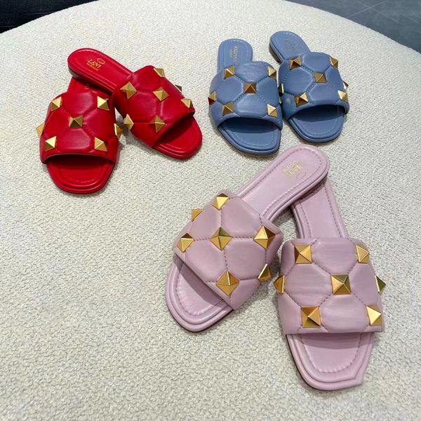 summer beach outdoor fashion womens slide designer roman stud quilted nappa leather slipper confort flat rivet sandal, Black
summer beach outdoor fashion womens slide designer roman stud quilted nappa leather slipper confort flat rivet sandal, Black