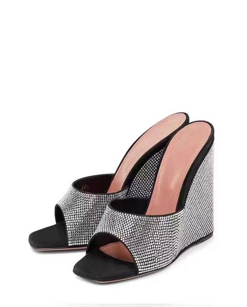 peep toe shiny rhinestone upper wedges slingback slippers square head slipon designer women039s party walkshow shoes1596756, Black
peep toe shiny rhinestone upper wedges slingback slippers square head slipon designer women039s party walkshow shoes1596756, Black