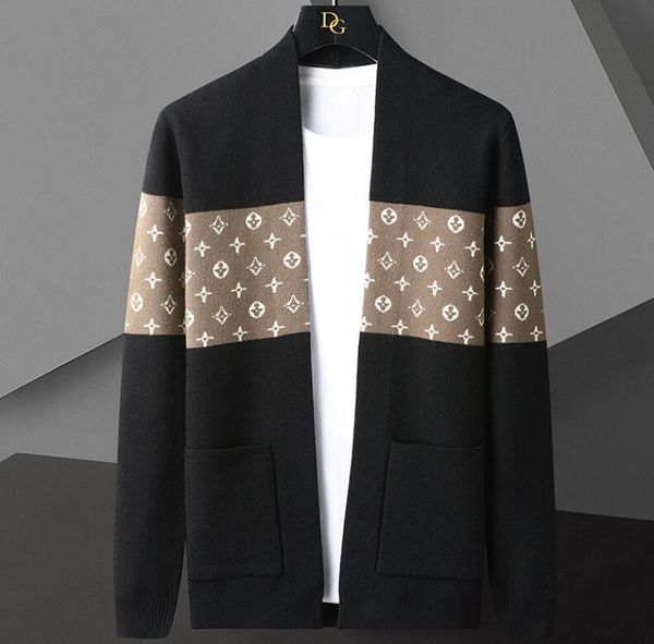 men's sweaters fashion brand designer coat plus size england style spliced color cardigan knit jacket, White;black
men's sweaters fashion brand designer coat plus size england style spliced color cardigan knit jacket, White;black