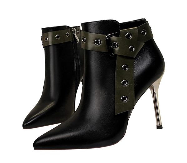 women high heels lady leather buckle strap ankle boots rivets roman boots motorcycle shoes party dress stiletto3475967, Black
women high heels lady leather buckle strap ankle boots rivets roman boots motorcycle shoes party dress stiletto3475967, Black