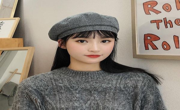 autumn and winter woolen hat female retro plaid beret korean joker british octagonal hat japanese minimalist painter hat5400601, Blue;gray
autumn and winter woolen hat female retro plaid beret korean joker british octagonal hat japanese minimalist painter hat5400601, Blue;gray